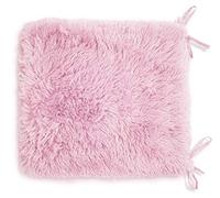 Teddy Fleece Chair Pads SOFT & SNUG Fur With Reversible Plain Sherpa Teddy Fleece Seat pads REMOVABLE Dining Garden Chair Cushion Luxury Super Soft Fluffy Fur Seat Pads With Ties Backs (Pink, 2)