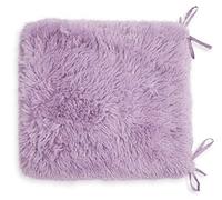 Teddy Fleece Chair Pads SOFT & SNUG Fur With Reversible Plain Sherpa Teddy Fleece Seat pads REMOVABLE Dining Garden Chair Cushion Luxury Super Soft Fluffy Fur Seat Pads With Ties Backs (4, Lilac)