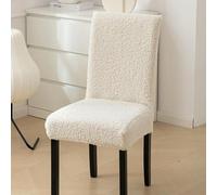 Teddy Fleece Dining Chair Covers, 4 Pack Thickened Universal Seat Covers for Fall and Winter, Stretchable and Soft Chair Protectors for Home and Dining Room