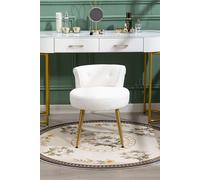 Teddy Fleece Dressing Table Stool with Iron Legs Living and Home White One Size