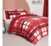 Teddy Fleece Duvet Cover Set Pillowcase Bedding Check OHS Red Super King