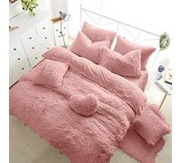 Teddy Fleece Duvet Cover with Pillow Case Thermal Warm Soft Cozy Bedding Bed Set (Blush Pink, King Duvet Cover Inc P/Case)