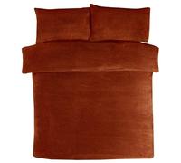 Teddy Fleece Duvet Sets - Super Soft Warm Quilt Cozy Fluffy Bedding Fleece with Pillow Cover Bed Size Single Double King Super King Home linen Accessories Bedding Set (Brunt Orange, Super King)