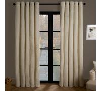 Teddy Fleece Eyelet Curtains Thermal Pair Ready Made Soft Thick Fabric Ring Top OHS Cream 117cm width x 137cm drop