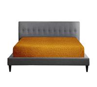Teddy Fleece Fitted Bed Sheet Plain Thermal Warm Soft Luxury Bedding, Kingsize Bed Sheet, Ochre