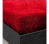 Teddy Fleece Fitted Sheet Bed Sheets Plain Thermal Warm Soft Cuddly Fluffy Bedding (Red, King)