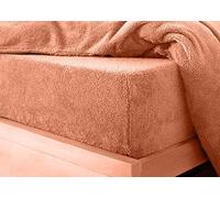 Teddy Fleece Fitted Sheet Extra Deep 30cm Deep Snugly Fit Around Your Mattress Soft & Cosy Warm Plush Fitted Bed Sheets (Tangerine, 4FT Small Double)