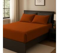 Teddy Fleece Fitted Sheet Extra Deep Bedding Thermal Winter Warm Soft Luxury Fluffy Cuddly Cosy Bed Sheets Easy Care Washable (Brunt Orange, King)