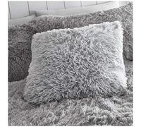 Teddy Fleece Fur Cushion Covers, Snuggle Cuddle Square Throw, Soft Cosy Pillow Cover, Silver, 45X45 Cm