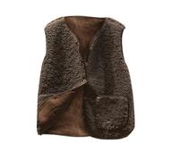 Teddy Fleece Gilet for Women Sleeveless Button Down Vest Sherpa Fluffy Waistcoat Coat Solid Color Lightweight Cozy Gilets Ladies Winter Bodywarmer Soft Jacket with Pockets Fur Fuzzy Coat
