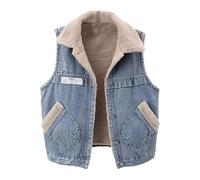 Teddy Fleece Gilet For Women Sleeveless Denim - Ladies Gilets And Bodywarmers Waistcoat Autumn Winter Short Jacket Vest Coat With Button And Pocket Casual Chunky Cardigan Ladies Waistcoat Outerwear