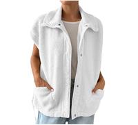 Teddy Fleece Gilet for Women UK - Ladies Lightweight Body Warmer Sleeveless Waistcoat, Button Down Lapel Pockets, Outdoor Vest, Sherpa Fluffy Jackets, Solid Soft Cozy Windproof, Cycling Hiking Golf