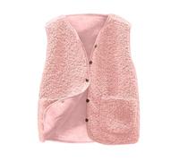 Teddy Fleece Gilet for Women Uk Sleeveless V Neck Button Jackets with Pockets Lightweight Casual Comfort Warm Fall Winter Ladies Jacket womens waistcoats Pink XL