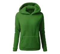 Teddy Fleece Hoodie Women Autumn Winter Fashion Warm Cozy Sherpa Lined Fleece Jackets Oversized Loose Slouchy Long Sleeve Soft Comfy Fluffy Jumpers Pullover Sweater Tops Green