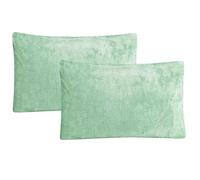 Teddy Fleece Housewife Pillowcase Pair Pack Only Plain Thermal Warm Cosy Super Soft Pillow Cover Luxury Bed Linen - 50cm x 75cm (Sage Green)