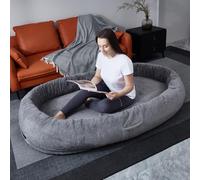 Teddy Fleece Human Sized Dog Bed, Extra Large Soft Sherpa Fluffy Fleece Pet Bed For Adults, Removable & Washable Fleece Cover, Bean Bag Shaped Bed For Kids (Junior size: 132 x 80 x 25cm)