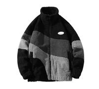 Teddy Fleece Jacket Men Full Zip Plus Size Fleece Coats Double Fleeced Zipper Jackets Long Sleeve Cardigan Coats Lightweight Warm Jacket Stand Collar Sweatshirt Jackets with Pockets