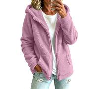 Teddy Fleece Jacket Women Oversized Women's Jackets Thick Womens Coats Hooded Hoodies Warm Winter Jacket For Women Uk Sherpa Full Zip Long Sleeve Ladies Fleece Long Sleeve Fashion Christmas Clothing