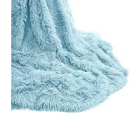 Teddy Fleece Luxury Hug and Snug Cuddles Fluffy Faux Fur Sherpa Reversible Throw Sofa Bed Super Soft Warm and Cosy Blanket Throw Duck Egg 150cm x 200cm Approximate