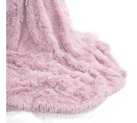 Teddy Fleece Luxury Hug and Snug Cuddles Fluffy Faux Fur Sherpa Reversible Throw Sofa Bed Super Soft Warm and Cosy Blanket Throw Pink 150cm x 200cm Approximate