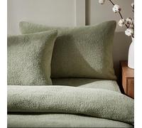 Teddy Fleece Pillow Cases 2 Pack, 100% Polyester Thermal Warm & Cozy Plain Super Soft Pair of Pillowcase (Sage Green, Duvet Set-Single)