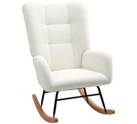 Teddy Fleece Rocking Chair Upholstered Accent Armchair Living Room Cream White