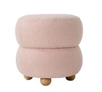 Teddy Fleece Round Ottoman Footstool Soft Padded Footrest Pouffe Vanity Chair