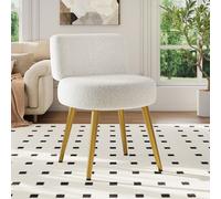 Teddy Fleece Stool with Gold Legs - Vanity Dressing Table Chair