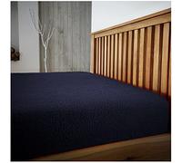 Teddy Fleece Super King Fitted Sheet - Soft, Warm & Cozy Thermal Polyester Bedding, Plain Navy