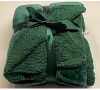 Teddy Fleece Throw Blanket Cuddle Soft Double Bed Dark Green
