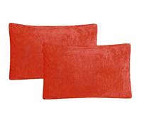 Teddy Fleece Ultra Soft Pillowcase Winter Warm Cuddly 2 Pack Pillow Cover For Bedroom, 50 x 75 cm In Size 100% Polyester Thermal Warm Hypoallergenic Skin Friendly Proudly UK-Made (Brunt Orange)