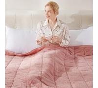 Teddy Fleece Weighted Blanket for Adults Fluffy Quilted Pockets Throw Soft Sherpa Throw Heavy Blanket Winter Sleep Therapy Autism Insomnia Sensory Anxiety Stress Relief Blush Pink, 125 x 180cm - 6kg