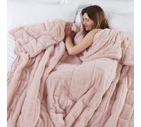 TEDDY FLEECE Weighted Blanket for Adults Soft Sherpa Throw Sleep Therapy Autism Sensory Anxiety Stress Relief Insomnia Sleeping Aid ( Blush Pink, King Size - 150cm x 200cm - 10kg (22lb))