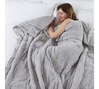 TEDDY FLEECE Weighted Blanket for Adults Soft Sherpa Throw Sleep Therapy Autism Sensory Anxiety Stress Relief Insomnia Sleeping Aid (Silver Grey, Double Size - 125cm x 180cm - 6kg (13lb))