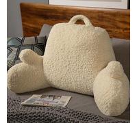 Teddy Fluffy Reading Pillow, 80x40cm Soft Cuddle Cushion, Arms Lumbar Support Rest Cushion for Sofa Chair Bed, Portable Watching TV Gaming Positioning Support Bolster