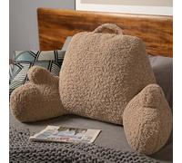 Teddy Fluffy Reading Pillow, 80x40cm Soft Cuddle Cushion, Arms Lumbar Support Rest Cushion for Sofa Chair Bed, Portable Watching TV Gaming Positioning Support Bolster