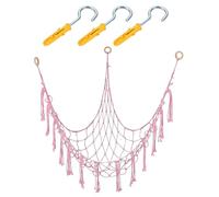 Teddy Hammock, 150x100x100cm Teddy Net Hammock, Toy Ham-mock for Stuffed Animals, Pink Boho Decorative Organizer for Nursery and Kids Room, Includes 3 Damage-Free Hooks