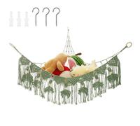 Teddy Hammock Cotton Rope Stuffed Animal Toy Hammock with Tassel Large Capacity Plush Toy Net Space Saving Corner Hanging Stuff Toys Organizer for Bedroom Living Room Nursery Playroom (Green)