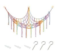 Teddy Hammock Large 100x100x150cm Cotton Hanging Storage Net, Space-Saving Organizer For Stuffed Animals And Soft Toys, Colorful Kids Room Decor For Bedroom And Playroom