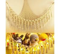 Teddy Hammock with LED Light - Cuddly Soft Toy storage Large Corner Hanging Net - Toy Hammock Plush Organizer for Stuffed Animals - Teddy Bear Storage for Baby Kids Nursery