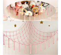 Teddy hammockm, teddy storage, stuffed animal storage for Stuffed Animals - Soft Toy Storage Net Teddy Bear Storage - Cute Hanging Plushie Net Kids Baby girl Nursery Bedroom Room Decor Pink
