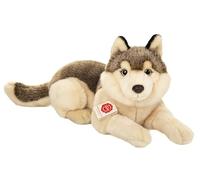 Teddy Hermann 90855 Wolf Lying Down 40 cm, Cuddly Toy, Sustainable Plush Toy with Recycled Materials