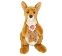 Teddy Hermann 91633 Kangaroo with baby 30 cm, cuddly toy with 75% recycled filling material