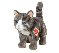 Teddy Hermann 91822 Cat 20 cm, cuddly toy, grey tabby with optimal recycled content
