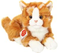 Teddy Hermann 91837 Cat lying red tiger 20 cm, cuddly toy with 75% recycled fil