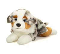 Teddy Hermann 91998 Australian Shepherd Lying Down 40 cm, Cuddly Toy, Sustainable Plush Toy with Recycled Materials