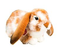 Teddy Hermann 93791 Rabbit ram rabbit lying light brown-white piebald 30 cm, cuddly toy with 75% recycled filling material