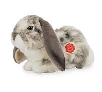 Teddy Hermann 93797 Hare Aries-Rabbit Lying Gray-White Piebald 11,8"/30 cm, Soft Toy, Plush Toy