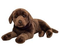 Teddy Hermann 91988 Labrador lying chocolate brown 50 cm, cuddly toy with 75% recycled filling material