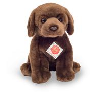 Teddy Hermann 91958 Dog Labrador sitting dark brown 25 cm, cuddly toy with 75% recycled filling material